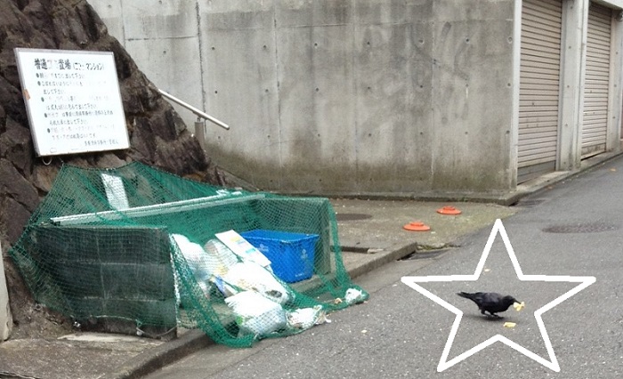 Garbage station and a crow - source: https://www.ec-life.co.jp/blogs/productinfo-20170808-2/