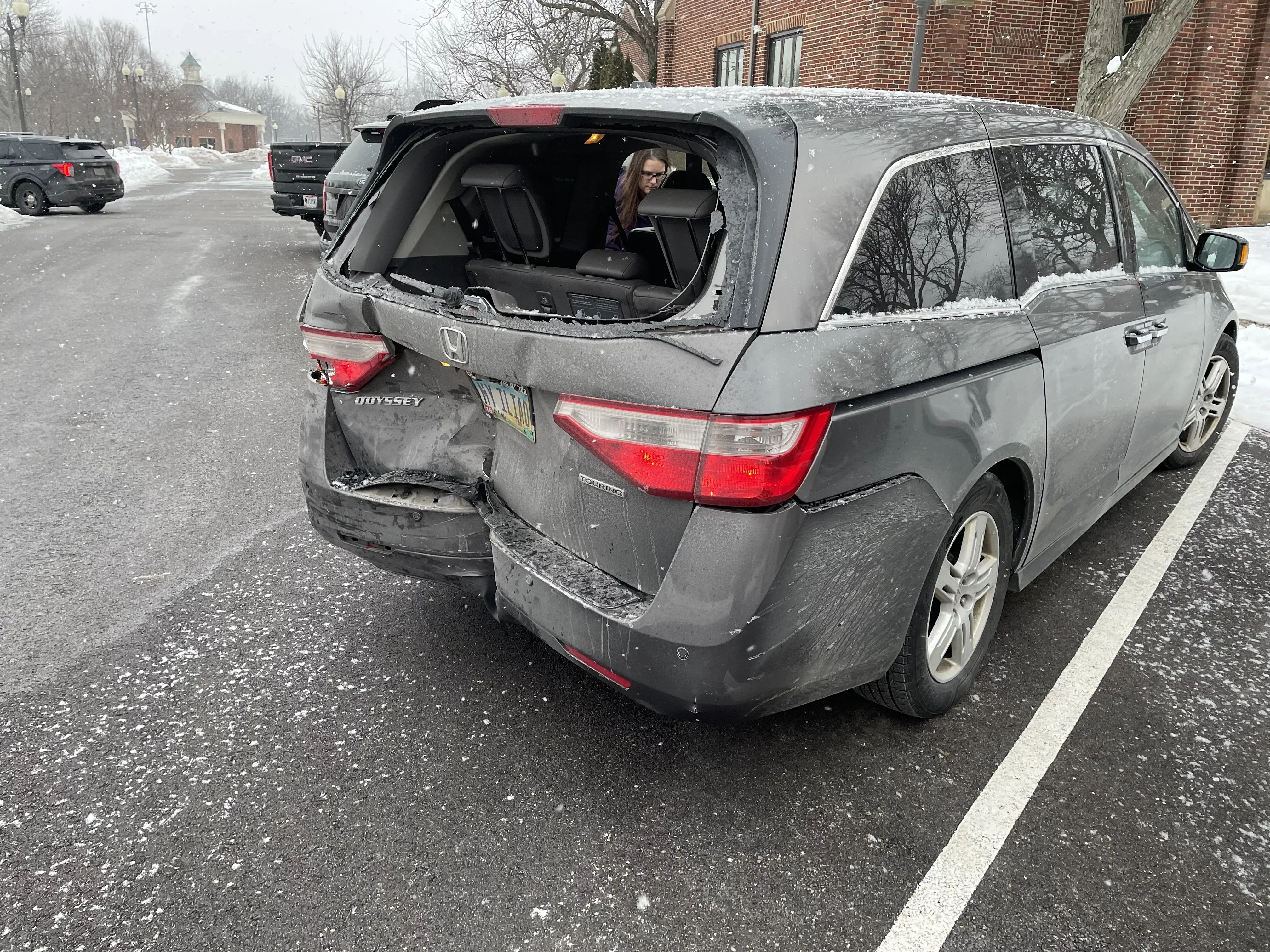 Another, similar size Honda rear-ended (source: https://www.odyclub.com/) - see how close the seats are to the back?