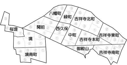 Musashino City's neighborhoods (町)