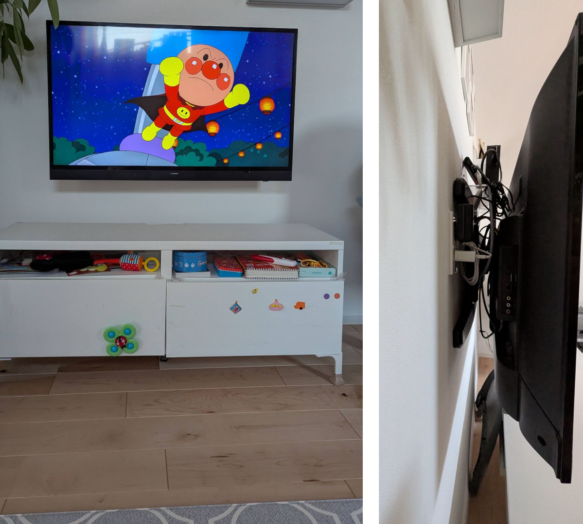 Everything is hidden behind the TV